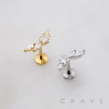 MULTI CZ CRESCENT STAR COMET MARQUISE BEZEL THREADLESS (PUSH IN) 316L SURGICAL STEEL LABRET SET